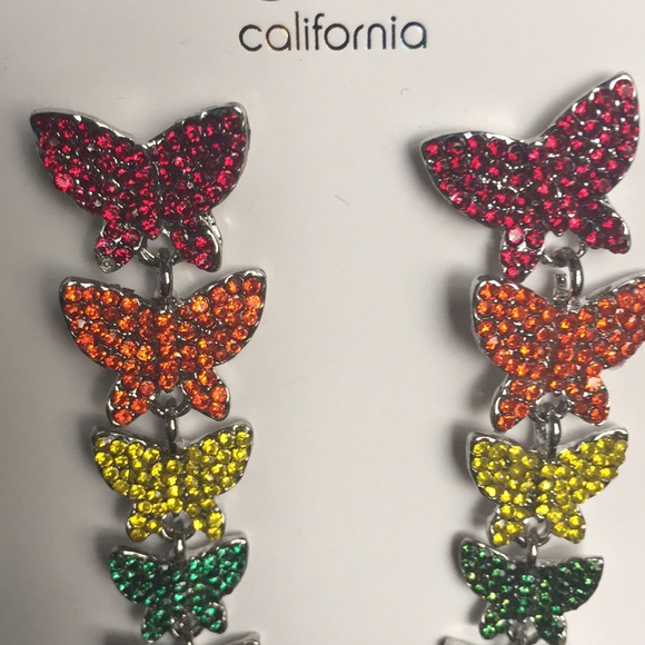 Rainbow Butterfly Earrings New by C&C California - Picture 11 of 12